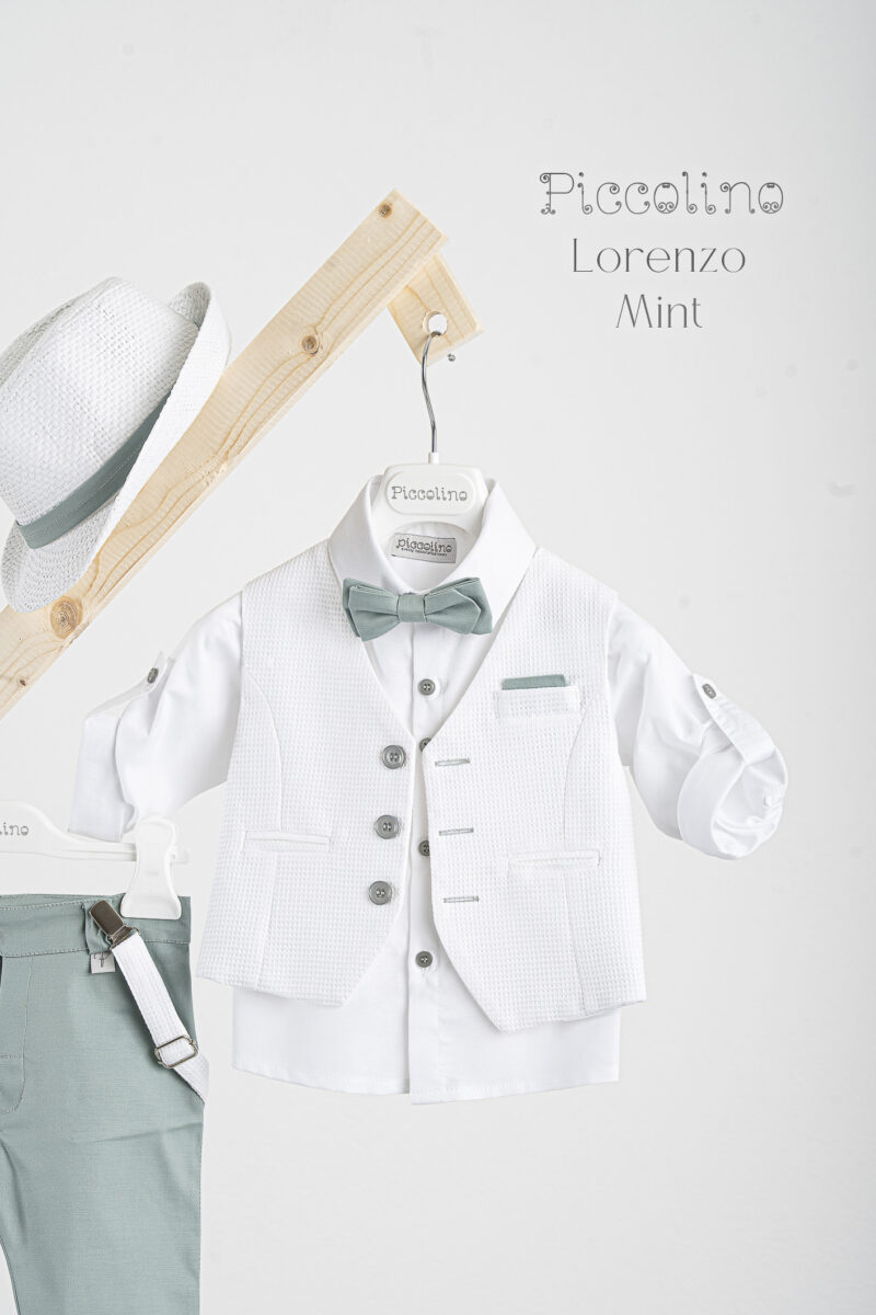 Βαπτιστικό κοστούμι Piccolino Lorenzo σε χρώμα Mint - Image 2