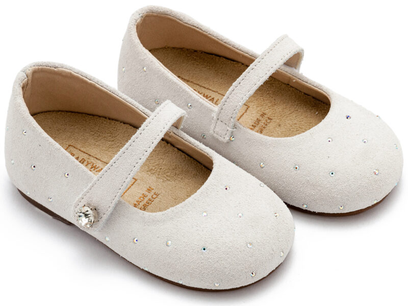 Γοβάκι Περπατήματος Suede με Στρας LU6009 Λευκό