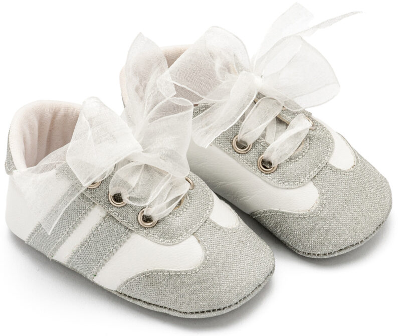 Δετά Sneakers Αγκαλιας με Κορδέλα Οργάντζα MI1653 Ασημί