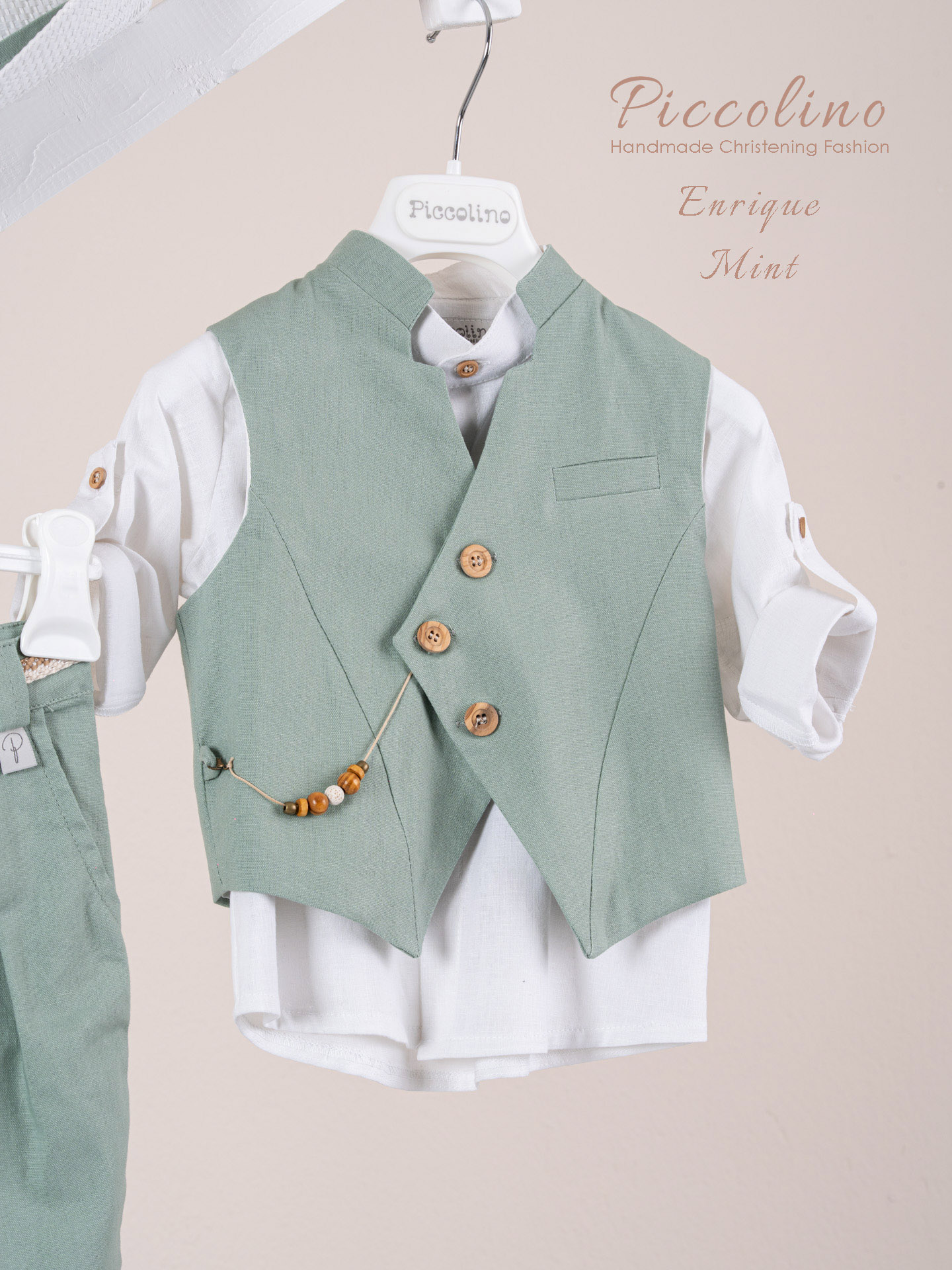 Βαπτιστικό κοστούμι Piccolino Enrique σε χρώμα Mint - Image 2